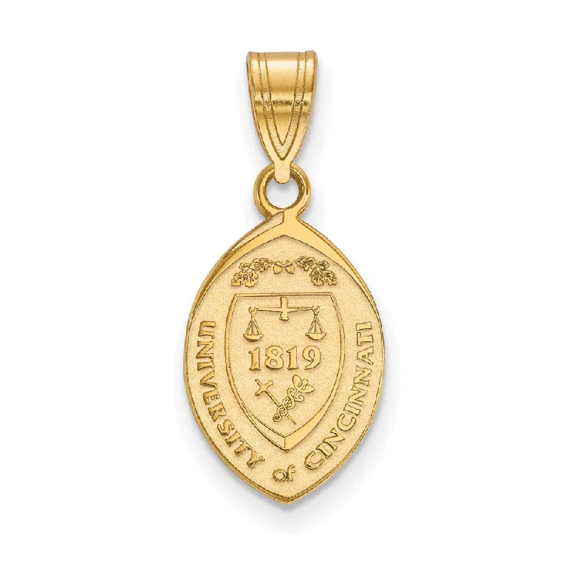 14k Gold Plated Silver U. of Cincinnati Medium Crest Pendant