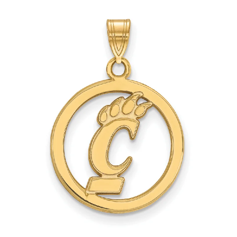 14k Gold Plated Silver U. of Cincinnati Small Circle Pendant