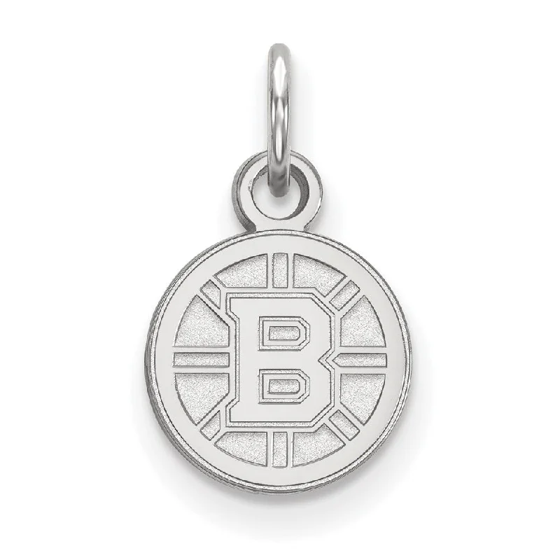 14k White Gold NHL Boston Bruins XS (Tiny) Disc Charm or Pendant