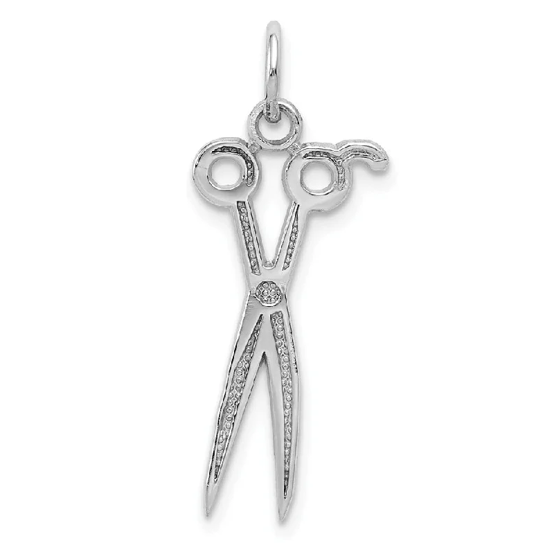 14k White Gold Polished Scissors Pendant