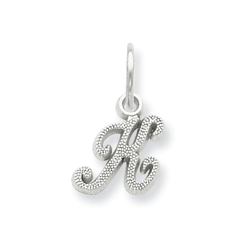 14k White Gold, Sadie Collection, Mini Satin Script Initial K Charm