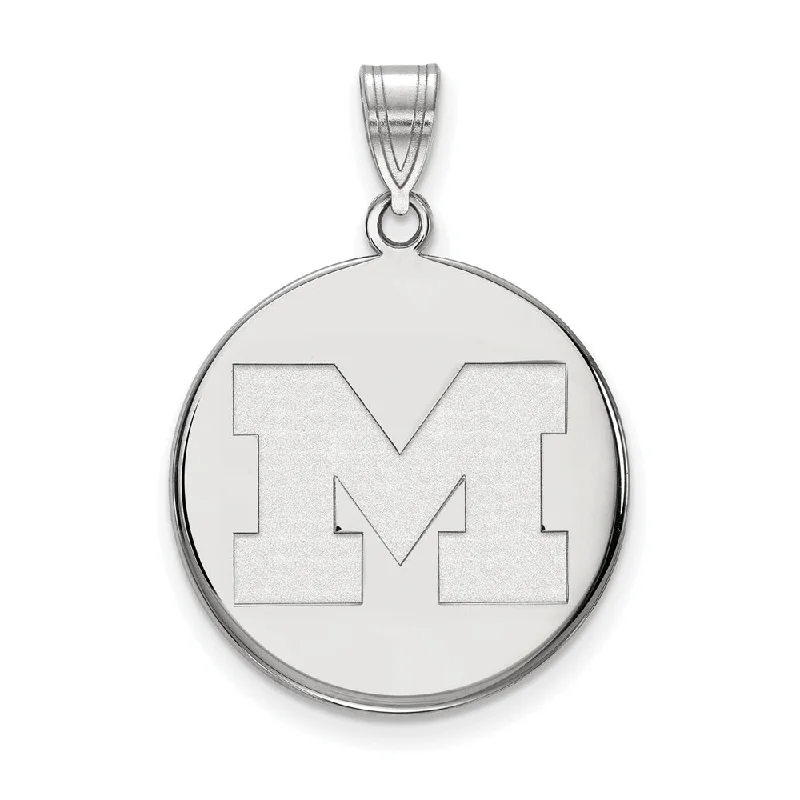 14k White Gold U. of Michigan Large Initial M Disc Pendant