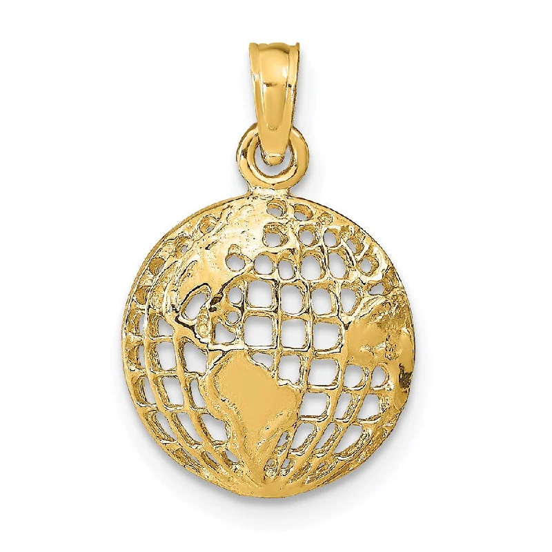 14k Yellow Gold 13mm Concaved Globe Pendant