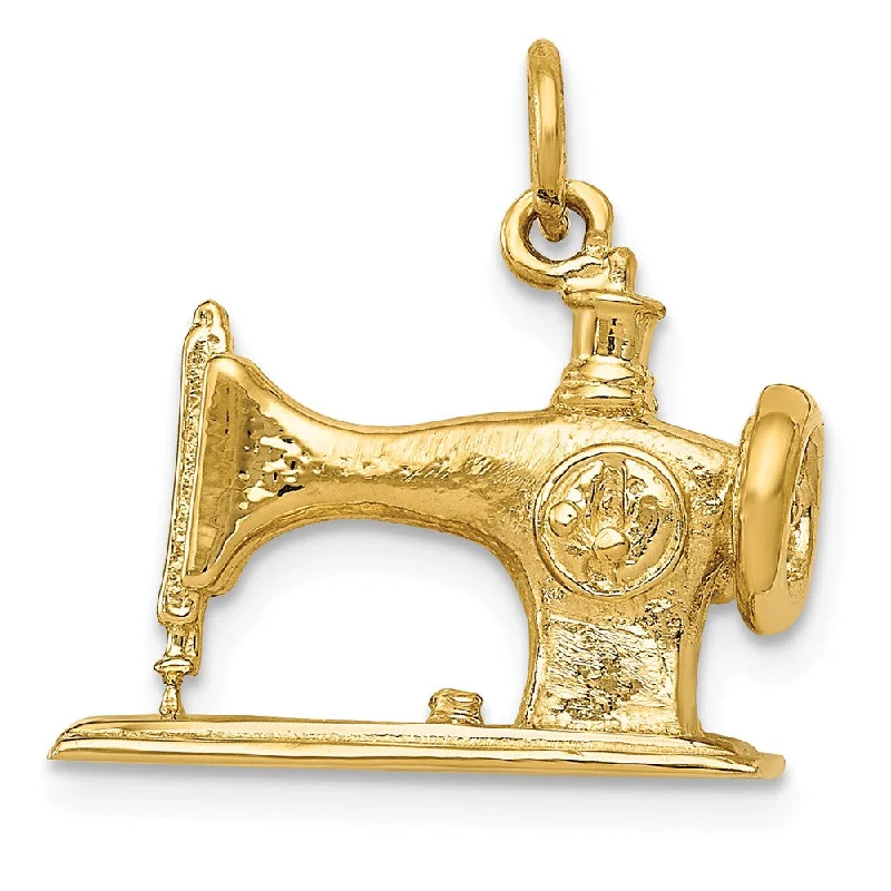 14k Yellow Gold 3D Antique Sewing Machine Charm