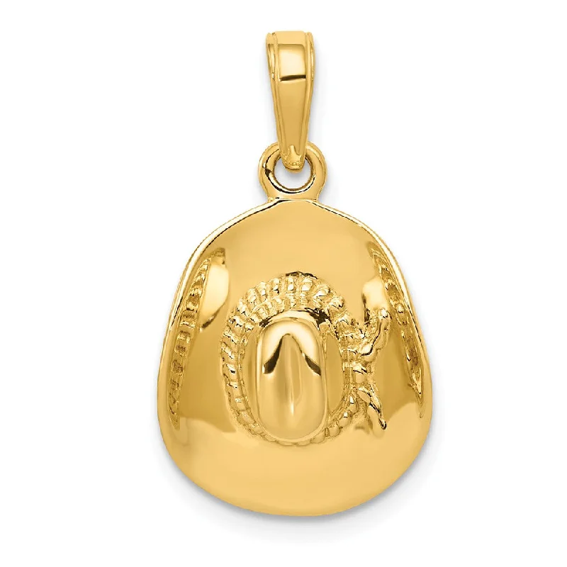 14k Yellow Gold 3D Cowboy Hat Pendant