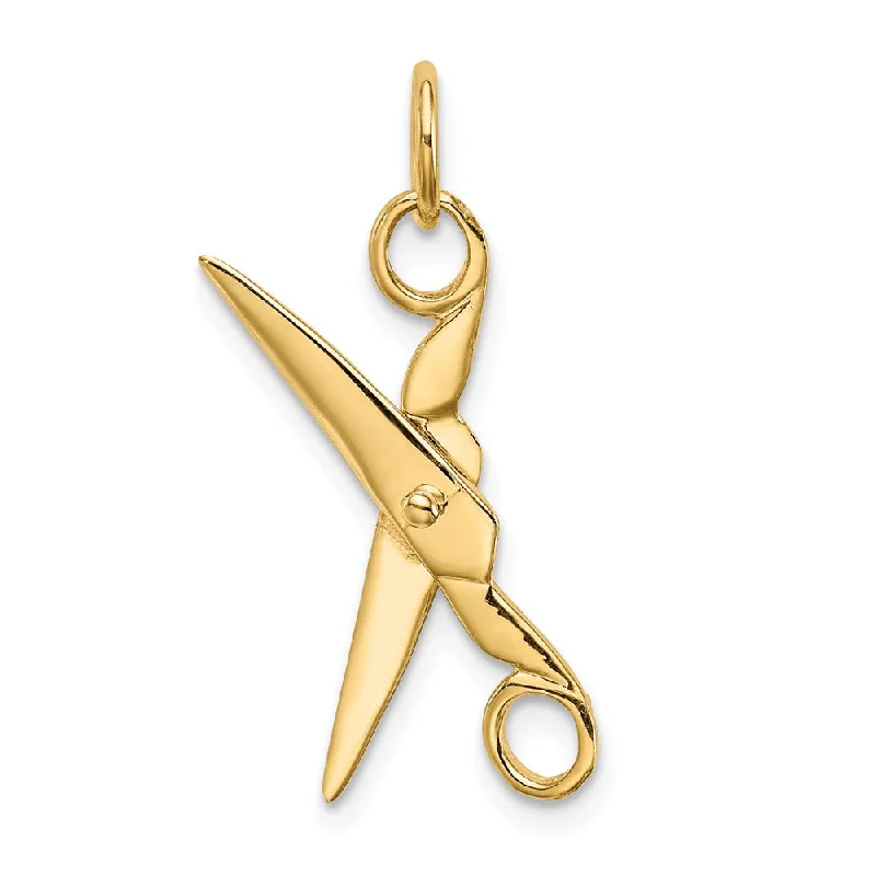 14k Yellow Gold 3D Moveable Scissors Charm