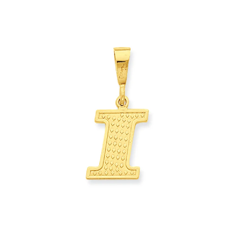 14k Yellow Gold, Ashley Collection, Textured Initial I Pendant