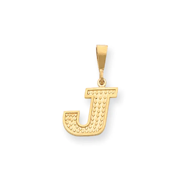 14k Yellow Gold, Ashley Collection, Textured Initial J Pendant