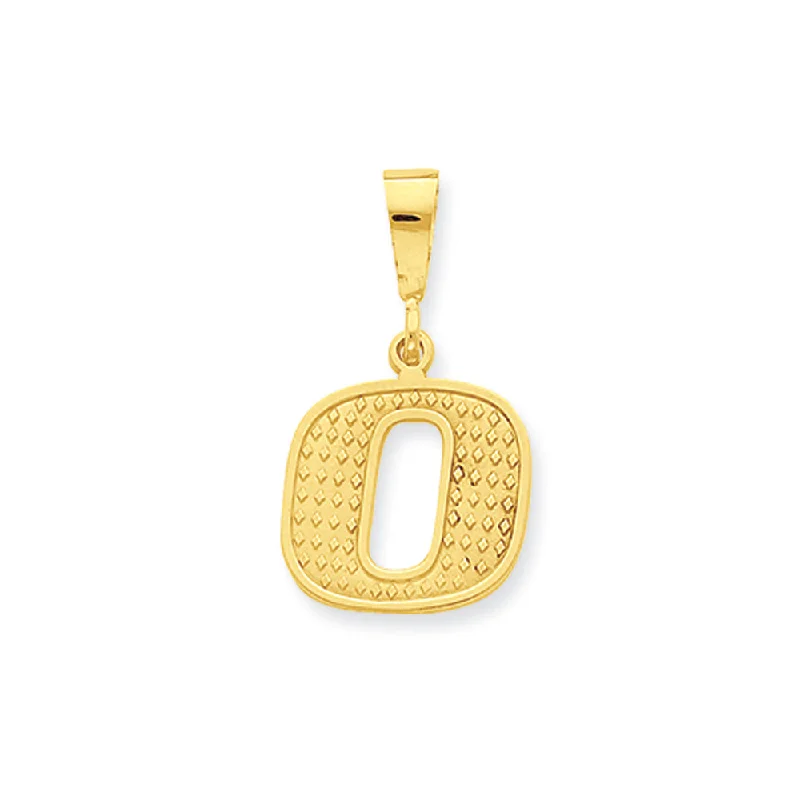 14k Yellow Gold, Ashley Collection, Textured Initial O Pendant