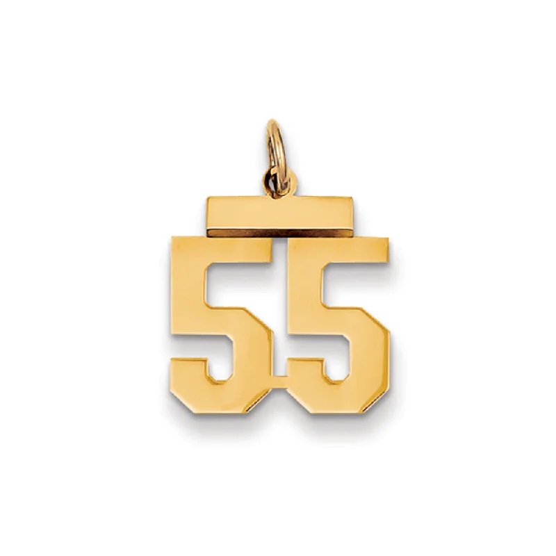 14k Yellow Gold, Athletic Collection, Small Polished Number 55 Pendant