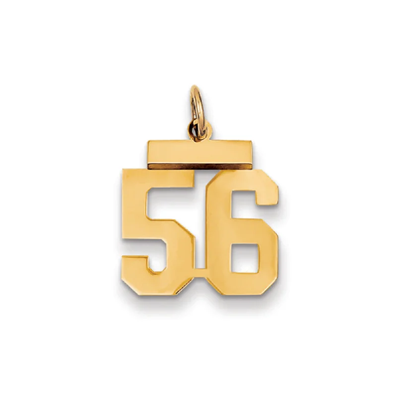 14k Yellow Gold, Athletic Collection, Small Polished Number 56 Pendant