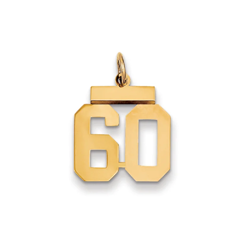 14k Yellow Gold, Athletic Collection, Small Polished Number 60 Pendant