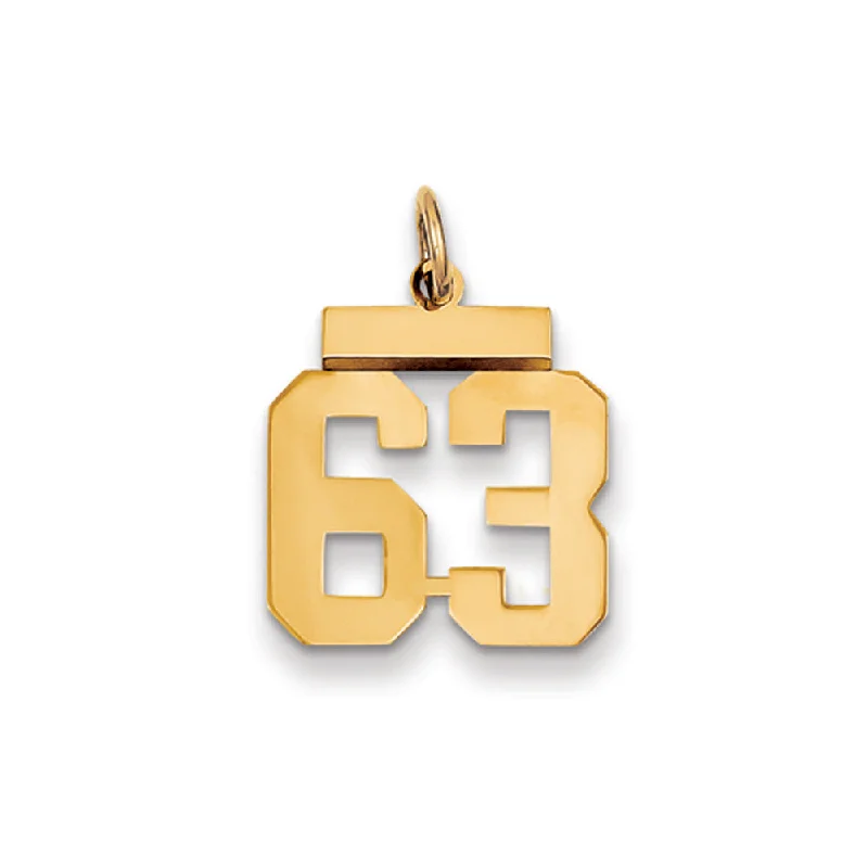 14k Yellow Gold, Athletic Collection, Small Polished Number 63 Pendant