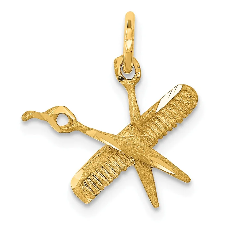 14k Yellow Gold Comb and Scissors Charm