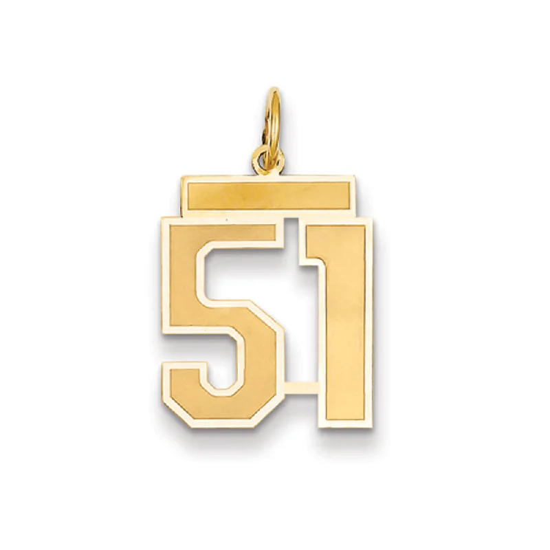 14k Yellow Gold, Jersey Collection, Medium Number 51 Pendant