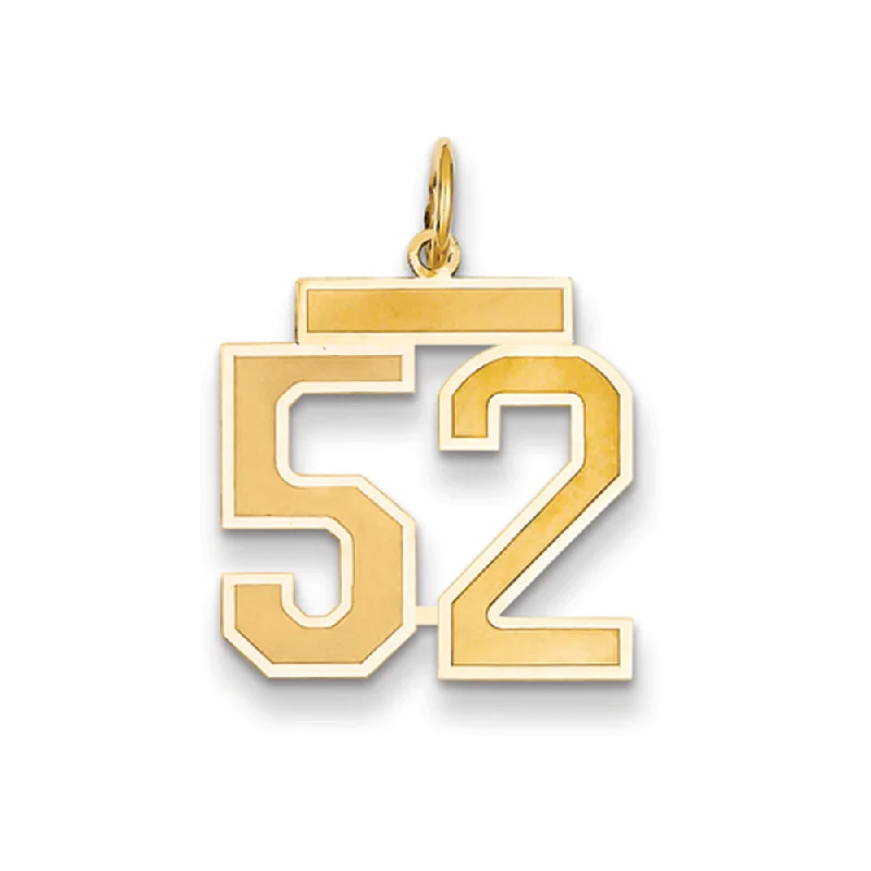 14k Yellow Gold, Jersey Collection, Medium Number 52 Pendant