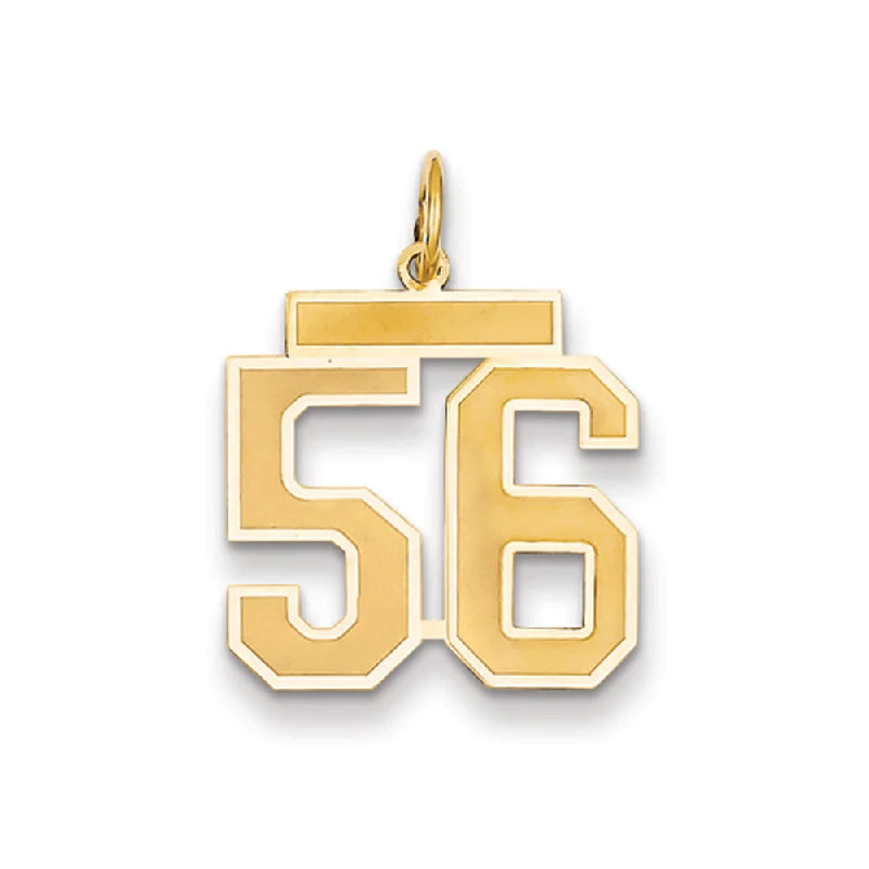 14k Yellow Gold, Jersey Collection, Medium Number 56 Pendant