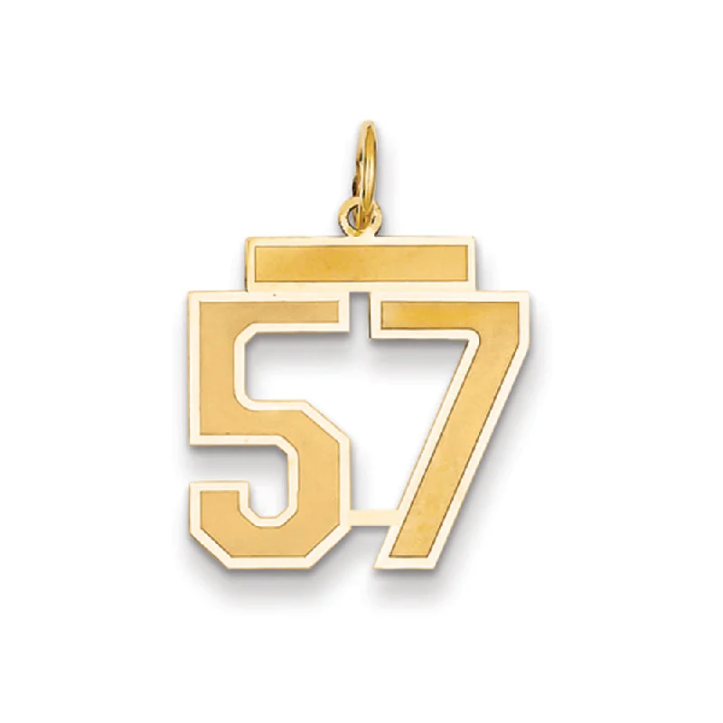 14k Yellow Gold, Jersey Collection, Medium Number 57 Pendant