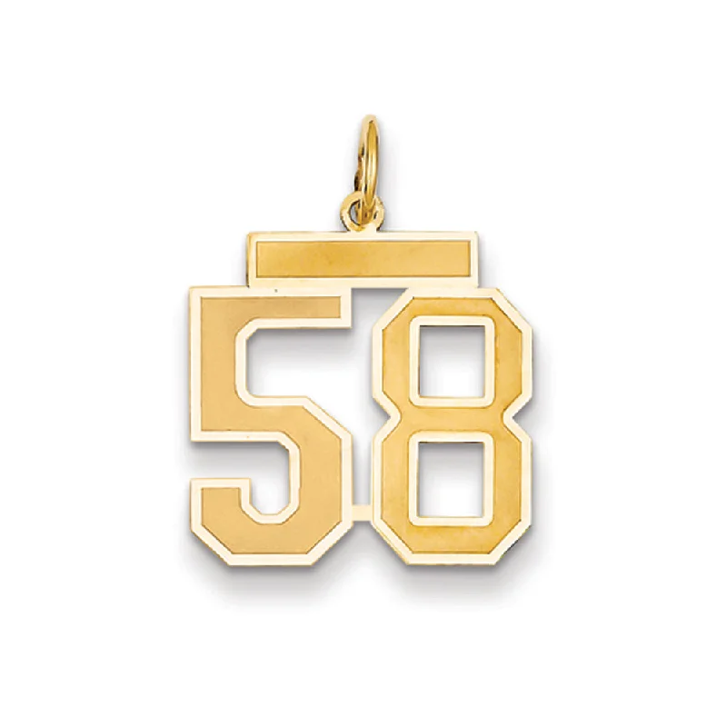 14k Yellow Gold, Jersey Collection, Medium Number 58 Pendant