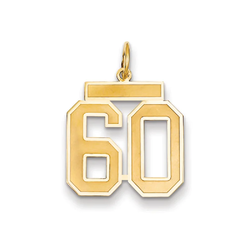 14k Yellow Gold, Jersey Collection, Medium Number 60 Pendant