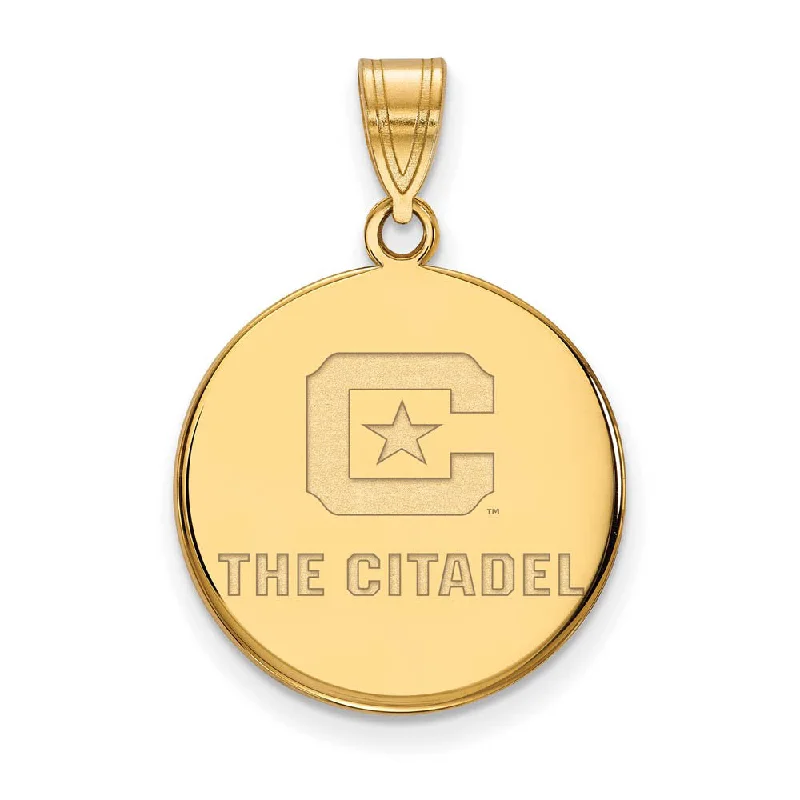 14K Yellow Gold Plated S. Silver The Citadel Large Logo Disc Pendant