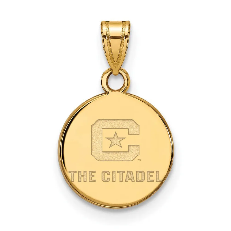 14K Yellow Gold Plated S. Silver The Citadel Small Logo Disc Pendant