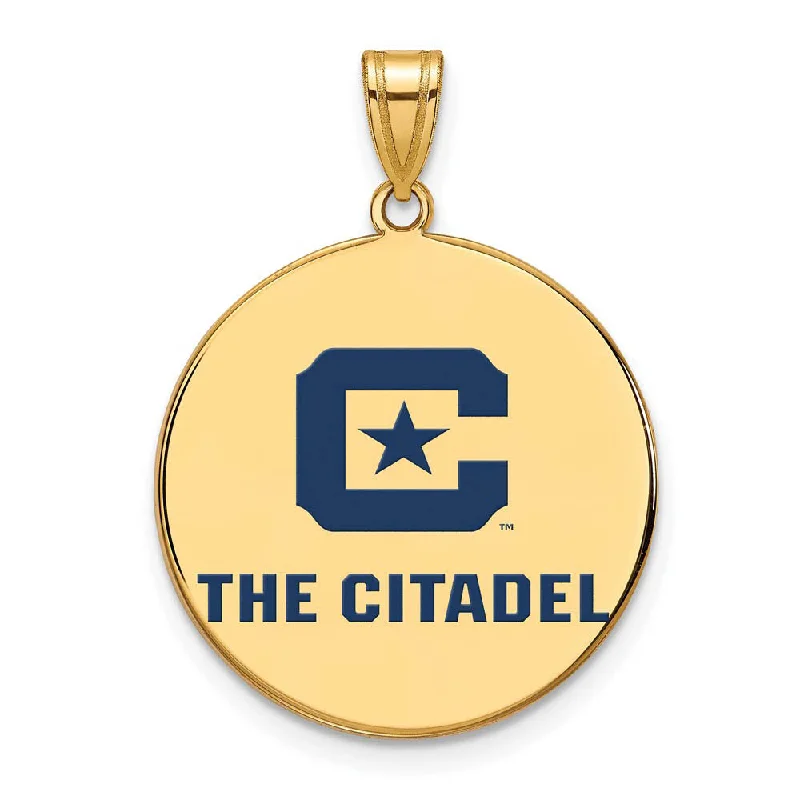 14K Yellow Gold Plated S. Silver The Citadel XL Enamel Disc Pendant