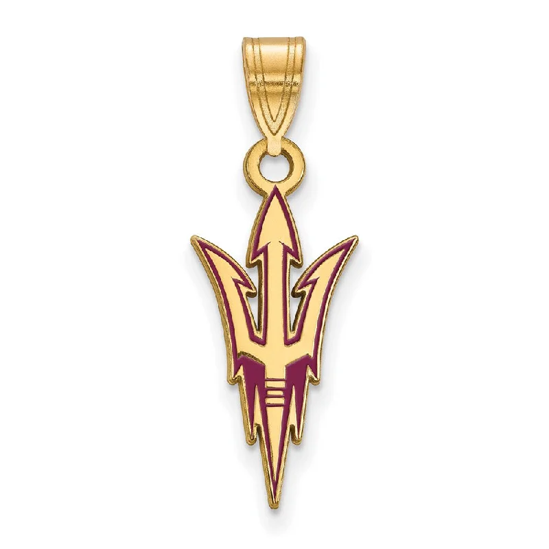 14K Yellow Gold Plated Sterling Silver Arizona State LG Enamel Pendant