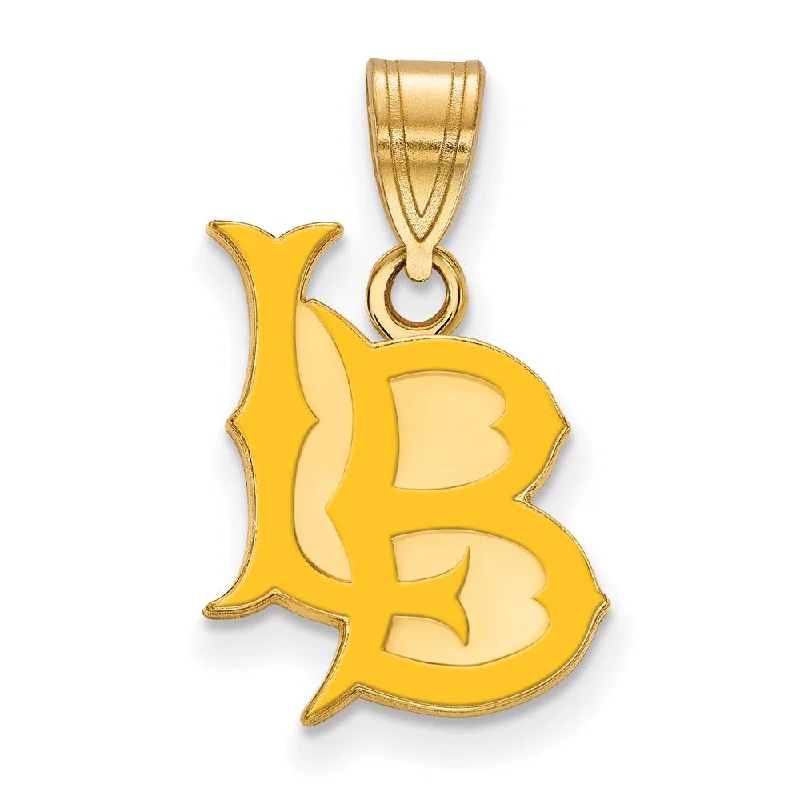 14K Yellow Gold Plated Sterling Silver CSULB Medium Enamel Pendant