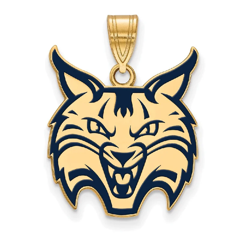 14K Yellow Gold Plated Sterling Silver Quinnipiac U. LG Enamel Pendant