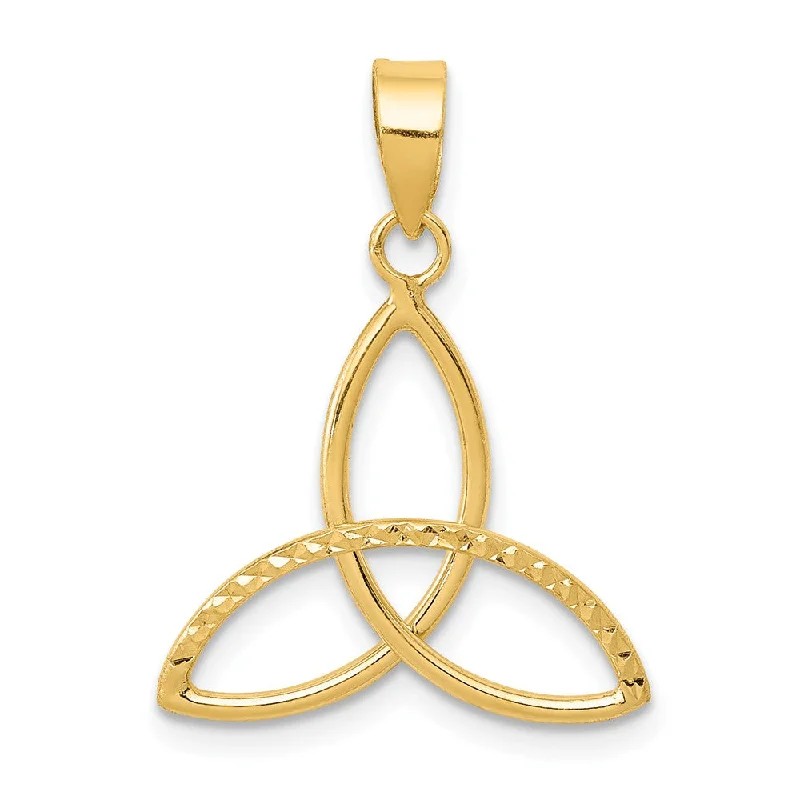 14k Yellow Gold Polished & Diamond Cut Trinity Pendant, 17mm (5/8 in)