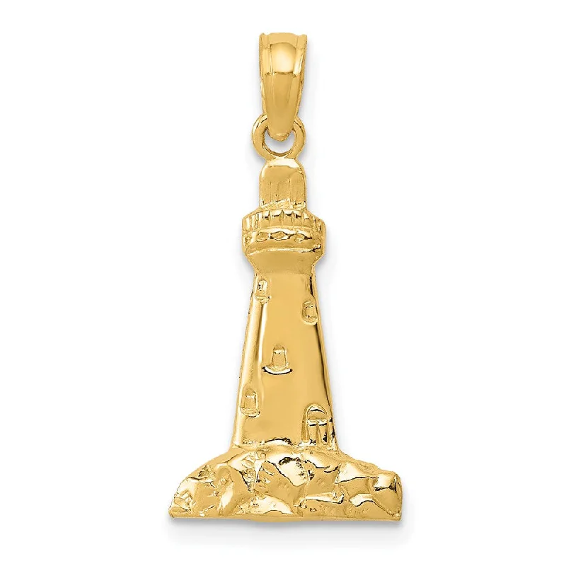 14k Yellow Gold Polished Lighthouse Pendant