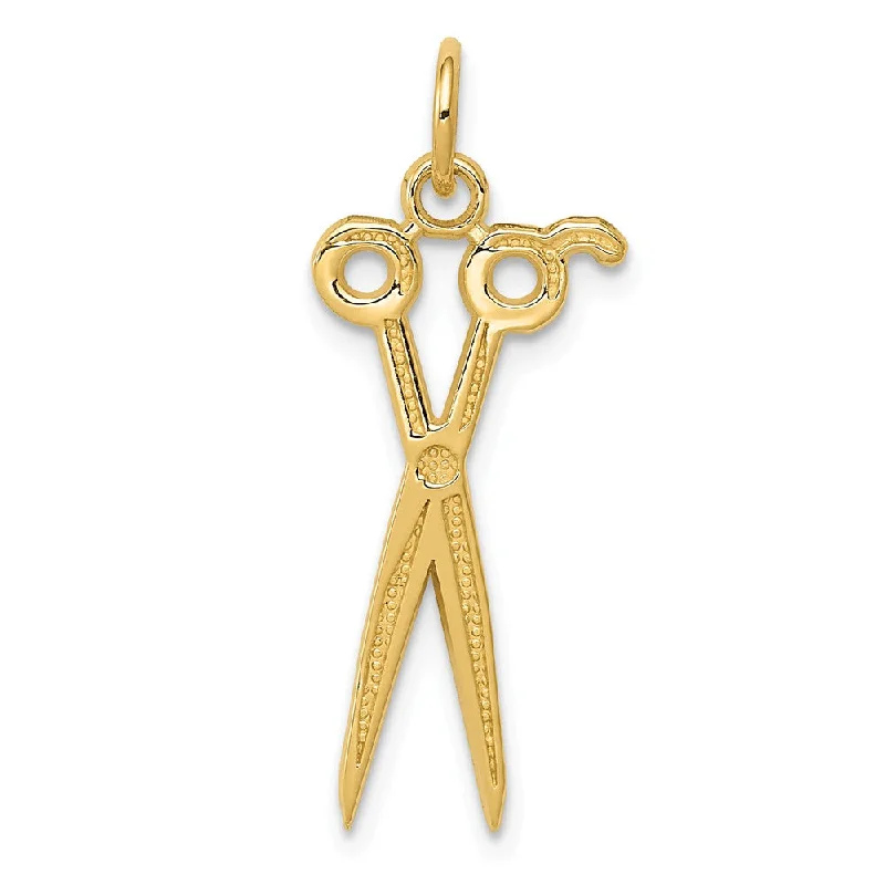 14k Yellow Gold Polished Scissors Pendant