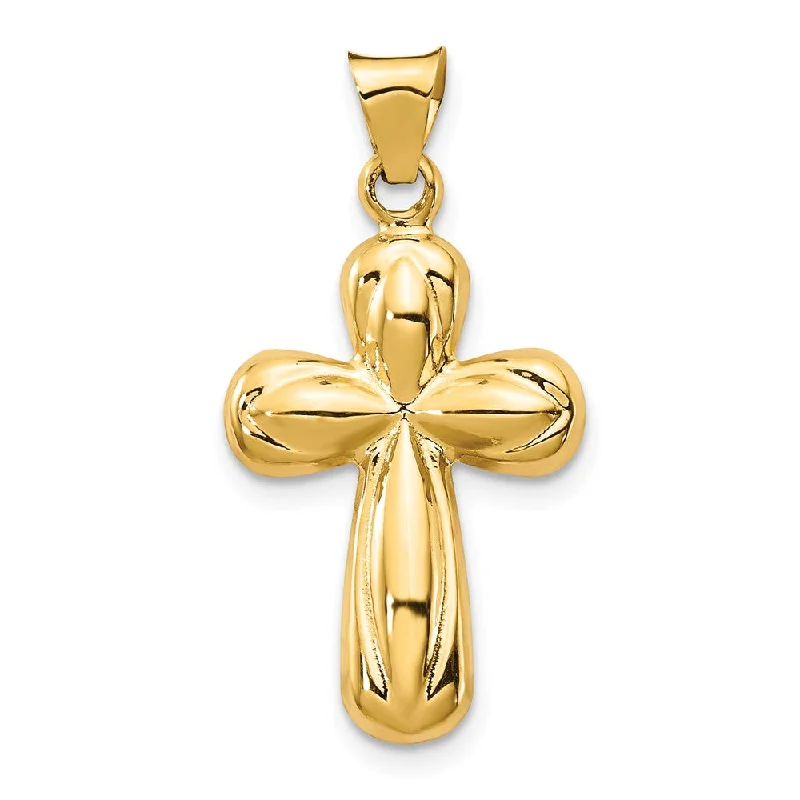 14k Yellow Gold Small Polished 3D Reversible Cross Pendant, 14 x 27mm