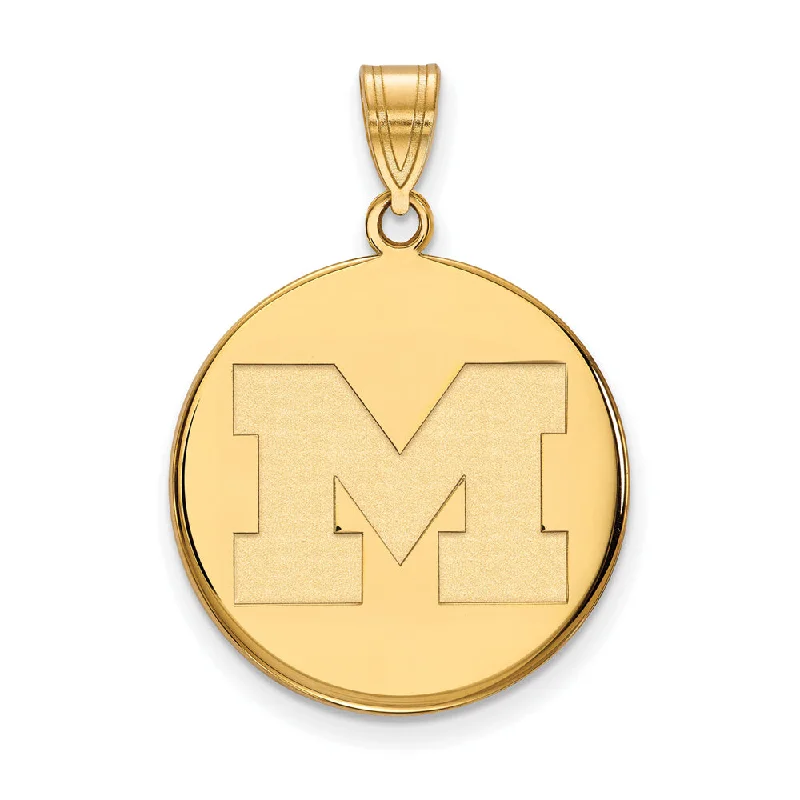 14k Yellow Gold U. of Michigan Large Initial M Disc Pendant