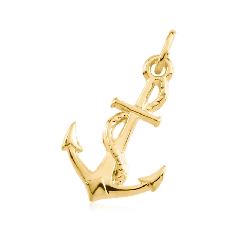 Anchor and Rope Pendant in 14K Yellow Gold