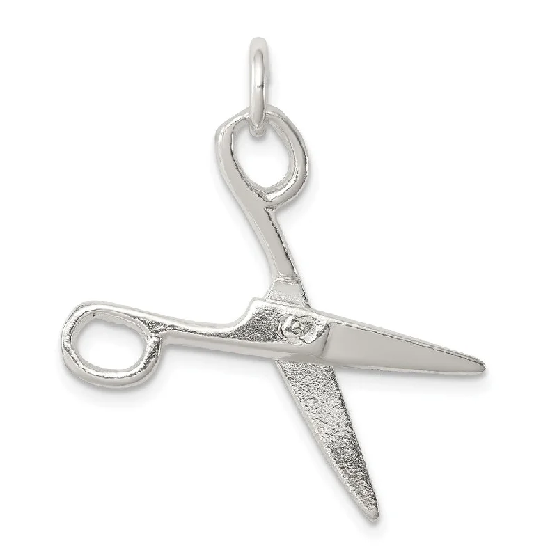 Sterling Silver 3D Moveable Polished Scissors Pendant