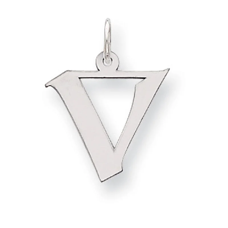 Sterling Silver Karlie Collection Artisan Block Initial Charm Letter V