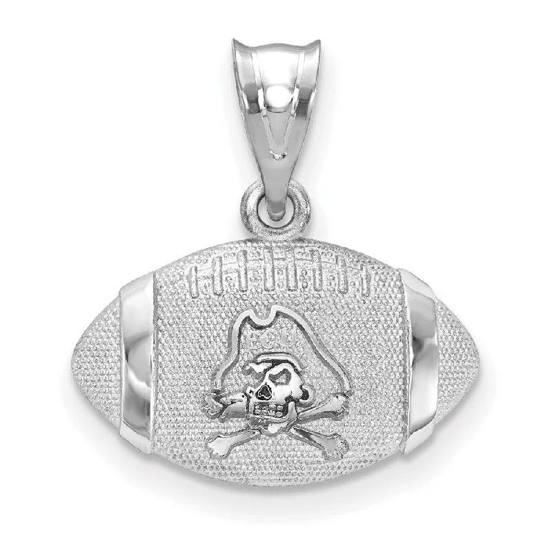 Sterling Silver Rhodium Plated East Carolina U. 3D Football Pendant