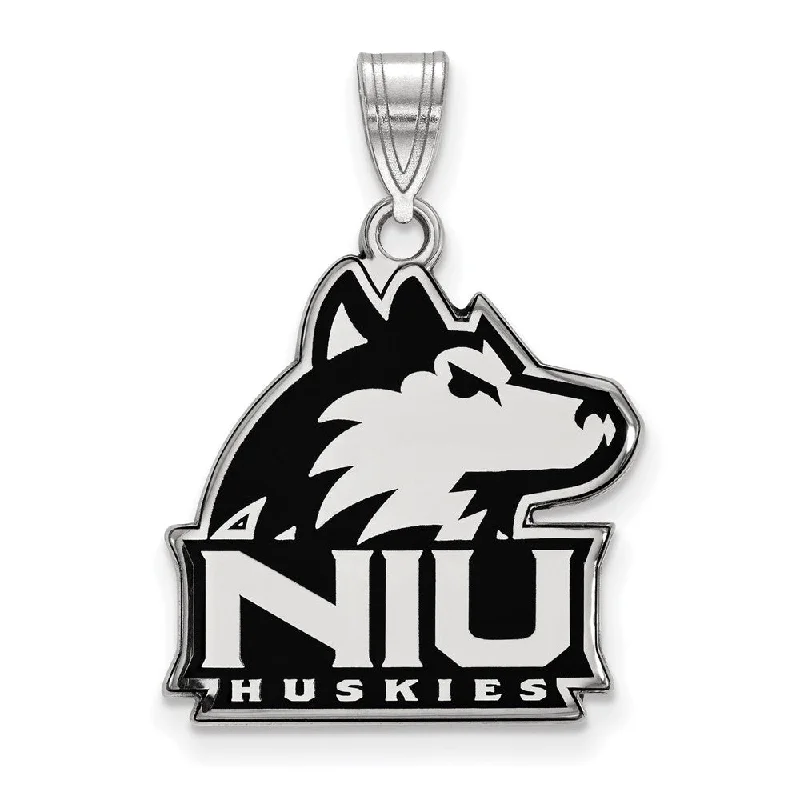 Sterling Silver Rhodium Plated Northern Illinois U. LG Enamel Pendant