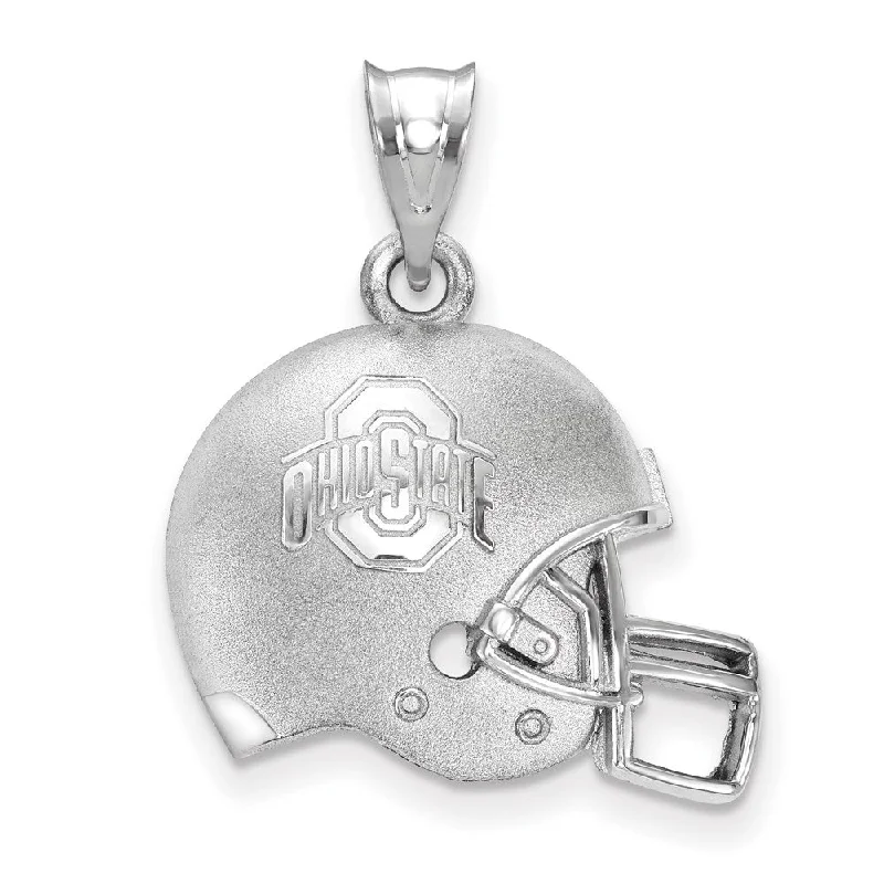 Sterling Silver Rhodium Plated Ohio State U. Domed Helmet Pendant