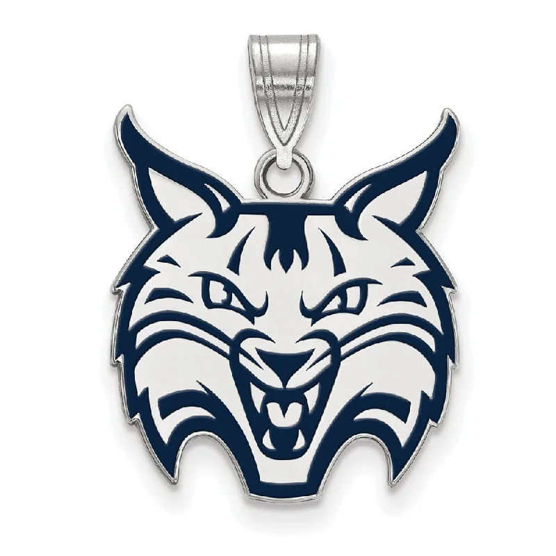 Sterling Silver Rhodium Plated Quinnipiac Univ. Large Enamel Pendant