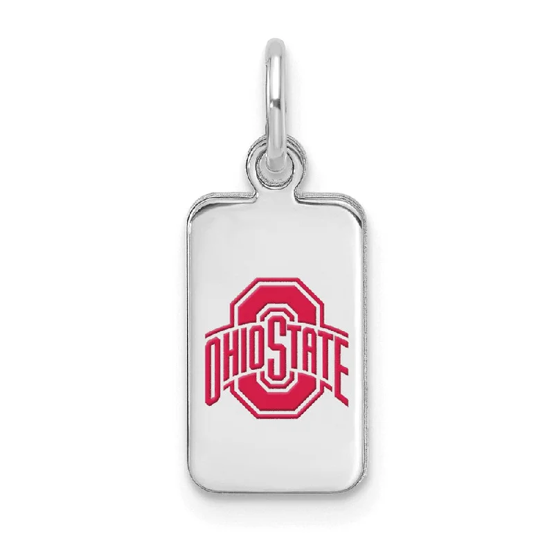 Sterling Silver Rhodium Plated The Ohio State Univ Enamel XS Tag Charm