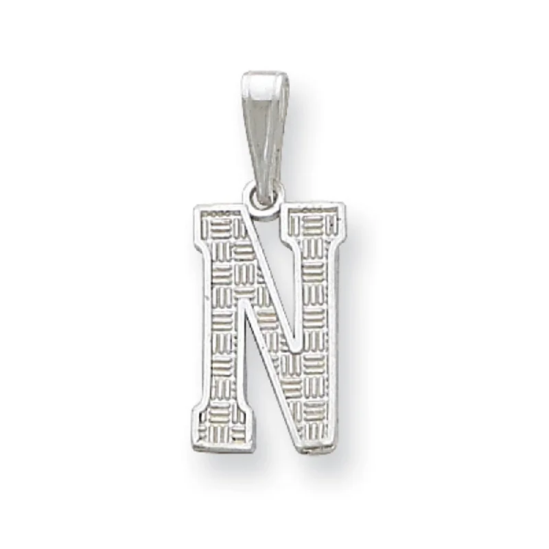 Sterling Silver, Sami Collection, Textured Block Initial N Pendant