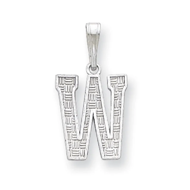 Sterling Silver, Sami Collection, Textured Block Initial W Pendant