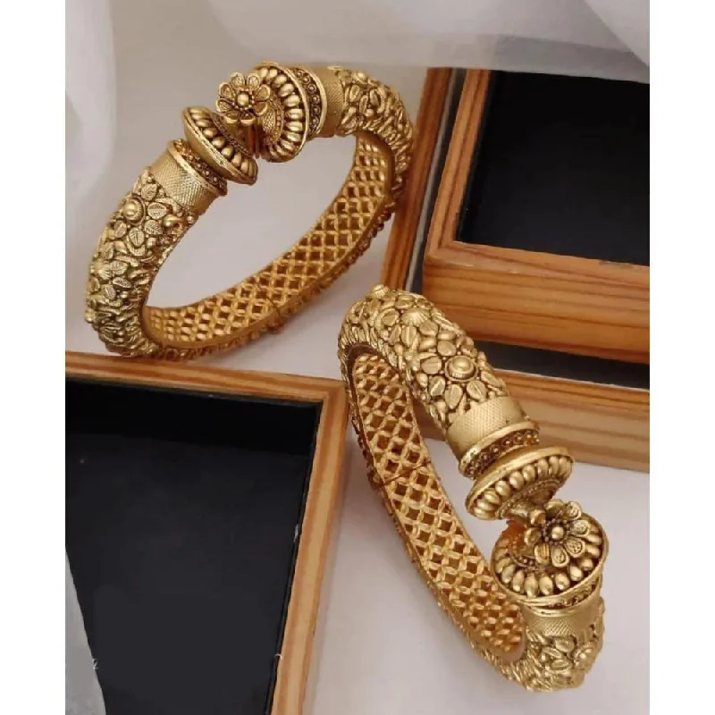 Akruti Collection Gold Plated Openable Bangles Set