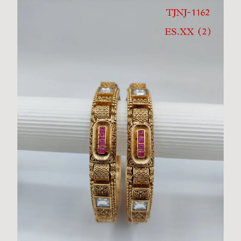 Choice Gold Plated Pota Stone Bangles Set