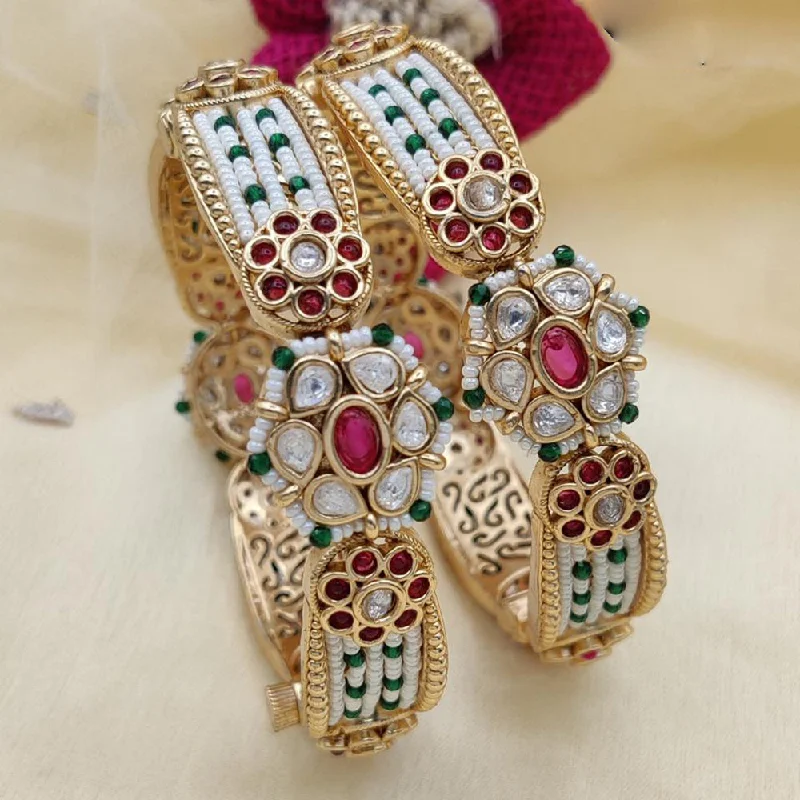 Jewel Addiction Copper Rajwadi Finish Openable Bangles Set