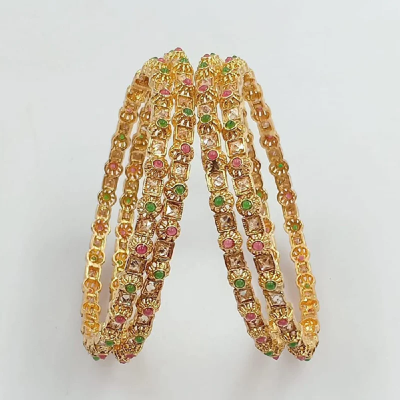 Manisha Jewellery Gold Plated Pota Stone BanglesSet