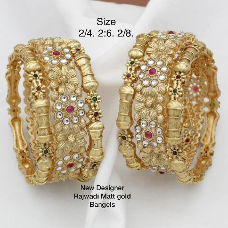 Pooja Bangles Gold Plated Pota Stone Bangles Set